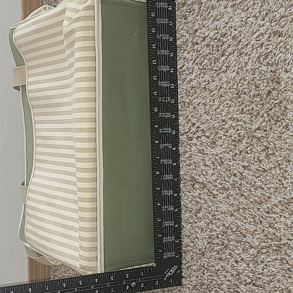 Creating Keepsakes Craft/ Scrapbook Bag Cream and Green Striped Bag - Picture 6 of 10